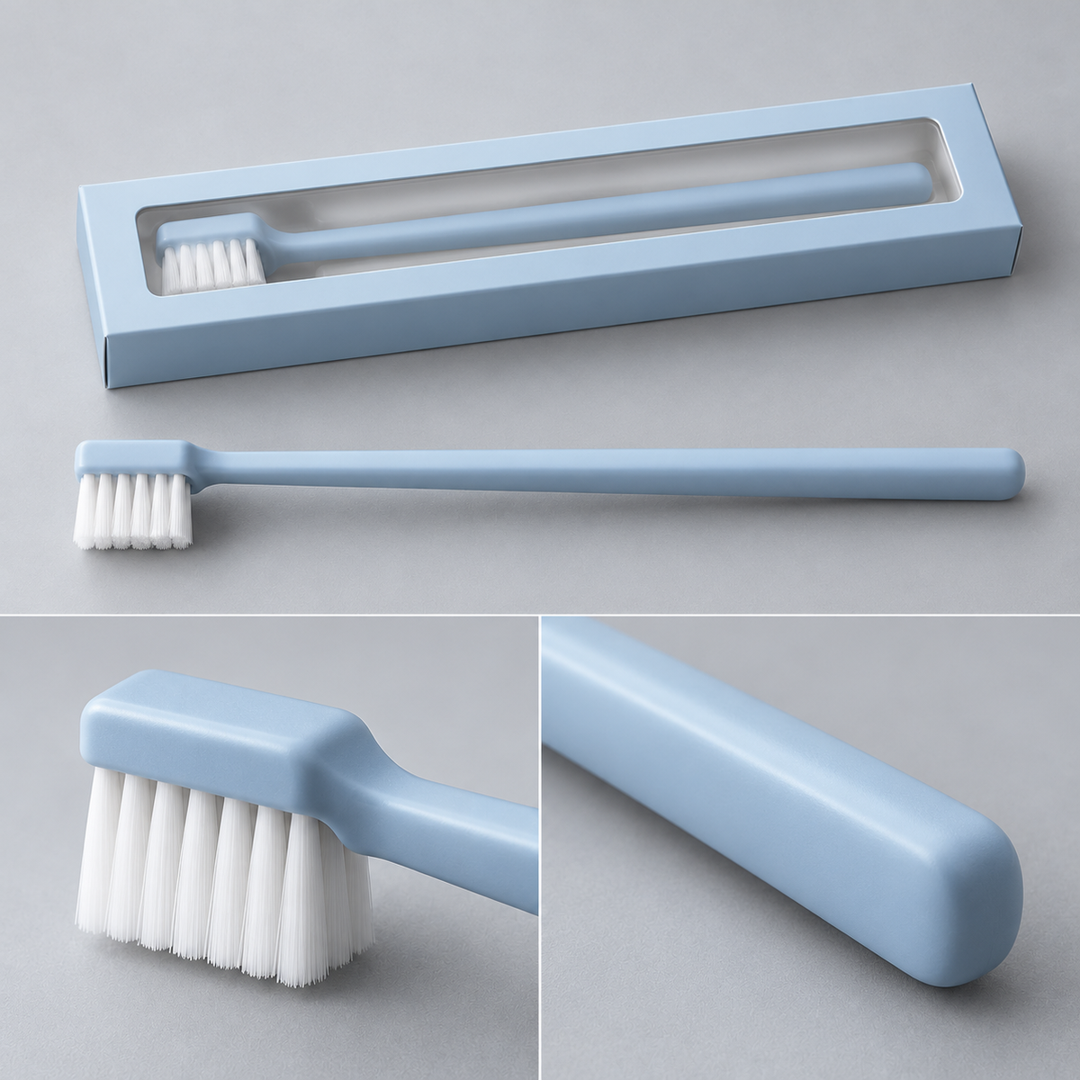 Mist Blue Household Detail Brush with Slim Handle & White Bristles