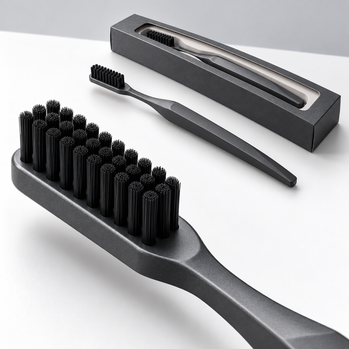 Graphite Desktop Detail Brush with Narrow Head & Black Bristles