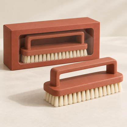 Terracotta Kitchen Brush with Rectangular Frame Handle & Ivory Bristles