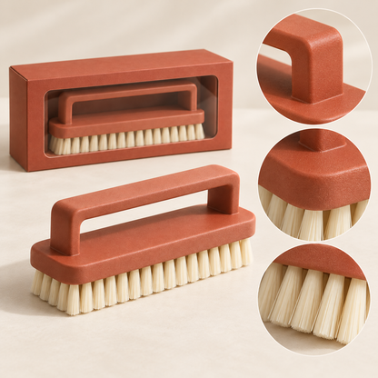 Terracotta Kitchen Brush with Rectangular Frame Handle & Ivory Bristles