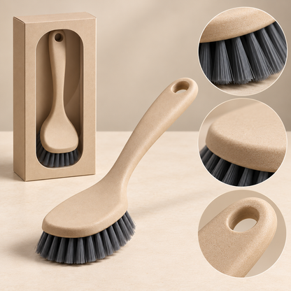Sandstone Oval Dish Brush with Charcoal Bristles & Hanging Hole