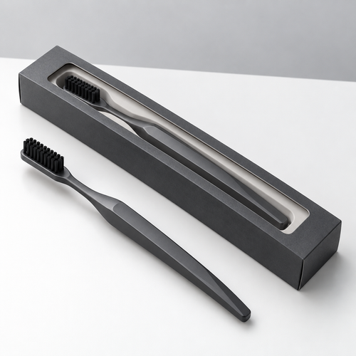 Graphite Desktop Detail Brush with Narrow Head & Black Bristles