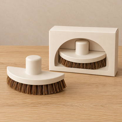 Ivory Semicircle Household Brush with Round Grip & Brown Bristles